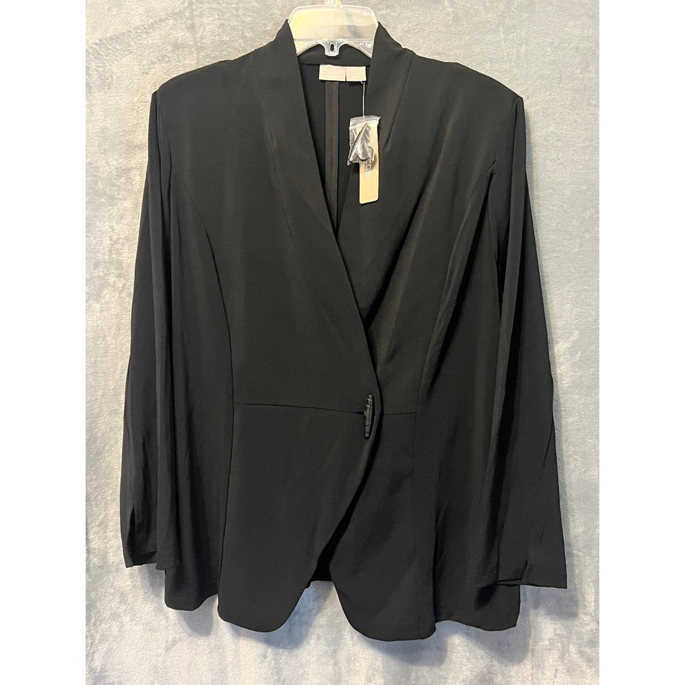 Chico's Travelers 3 Black Toggle Blazer Jacket NWT Stretch Travel Career Dark